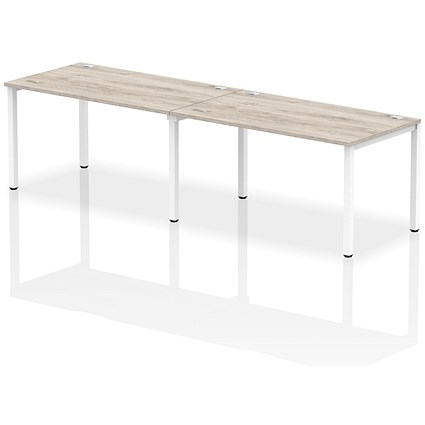 Impulse Bench Single Row 2 Person 1400 White Frame Office Bench Desk Grey Oak