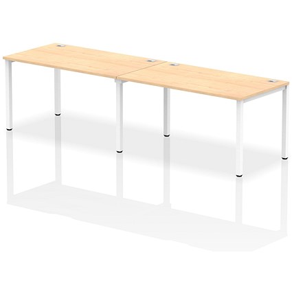 Impulse Bench Single Row 2 Person 1400 White Frame Office Bench Desk Maple
