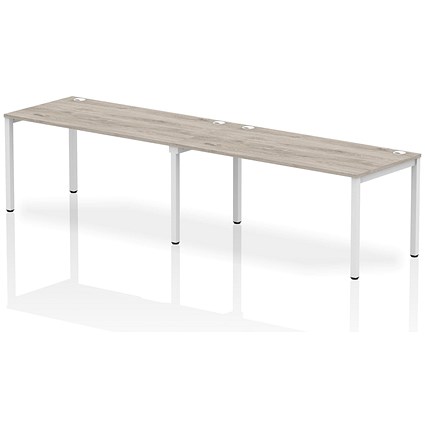 Impulse Bench Single Row 2 Person 1600 White Frame Office Bench Desk Grey Oak