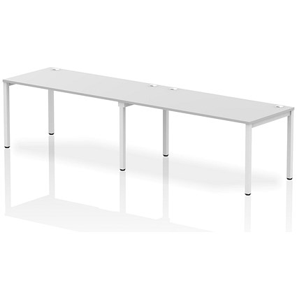 Impulse 2 Person Bench Desk, Side by Side, 2 x 1600mm (800mm Deep), White Frame, White