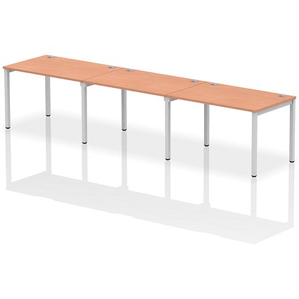 Impulse Bench Single Row 3 Person 1200 Silver Frame Office Bench Desk Beech Impulse Bench Single Row 3 Person 1200 Silver Frame Office Bench Desk Beech
