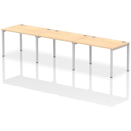 Impulse Bench Single Row 3 Person 1200 Silver Frame Office Bench Desk Maple