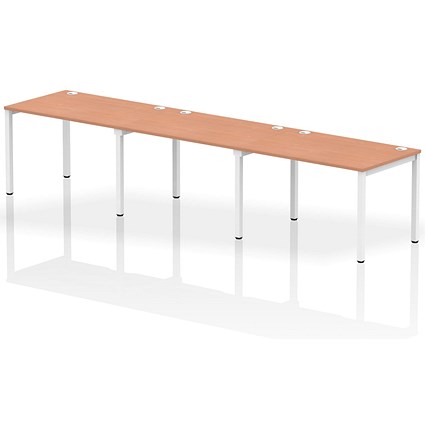 Impulse Bench Single Row 3 Person 1200 White Frame Office Bench Desk Beech Impulse Bench Single Row 3 Person 1200 White Frame Office Bench Desk Beech