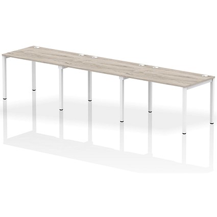 Impulse Bench Single Row 3 Person 1200 White Frame Office Bench Desk Grey Oak
