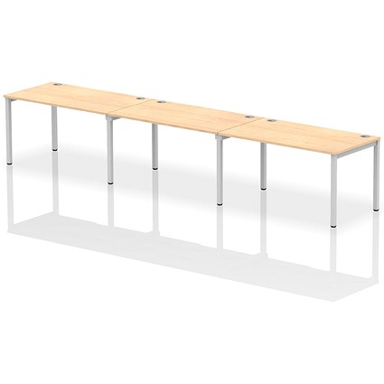 Impulse Bench Single Row 3 Person 1400 Silver Frame Office Bench Desk Maple