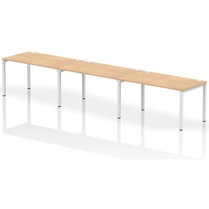 Impulse Bench Single Row 3 Person 1400 White Frame Office Bench Desk Maple