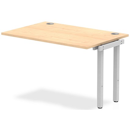 Impulse Bench Single Row Ext Kit 1200 Silver Frame Office Bench Desk Maple