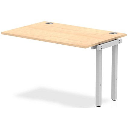 Impulse 1 Person Bench Desk Extension, 1200mm (800mm Deep), Silver Frame, Maple