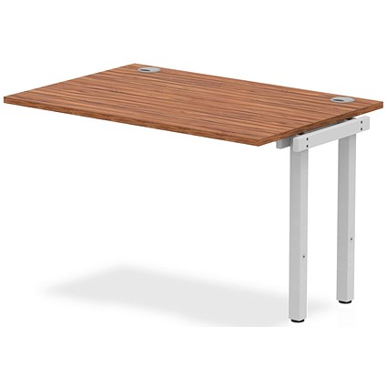 Impulse Bench Single Row Ext Kit 1200 Silver Frame Office Bench Desk Walnut
