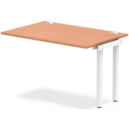 Impulse 1 Person Bench Desk Extension, 1200mm (800mm Deep), White Frame, Beech