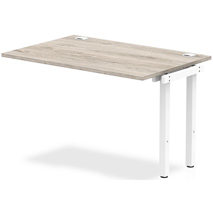 Impulse Bench Single Row Ext Kit 1200 White Frame Office Bench Desk Grey Oak