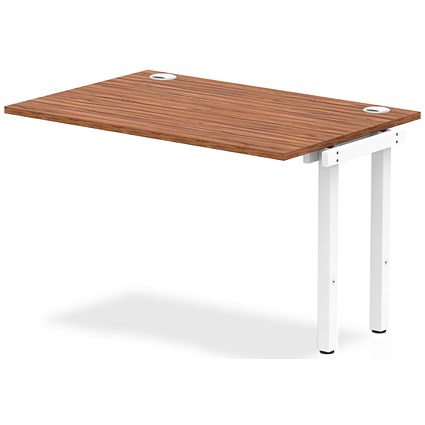 Impulse Bench Single Row Ext Kit 1200 White Frame Office Bench Desk Walnut