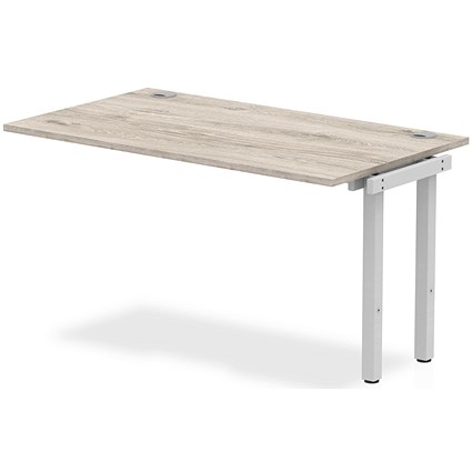 Impulse Bench Single Row Ext Kit 1400 Silver Frame Office Bench Desk Grey Oak Impulse Bench Single Row Ext Kit 1400 Silver Frame Office Bench Desk Grey Oak