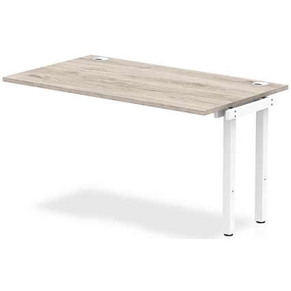 Impulse Bench Single Row Ext Kit 1400 White Frame Office Bench Desk Grey Oak