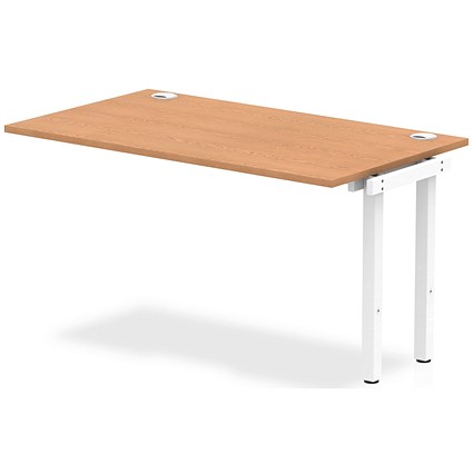 Impulse 1 Person Bench Desk Extension, 1400mm (800mm Deep), White Frame, Oak