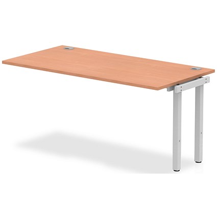 Impulse Bench Single Row Ext Kit 1600 Silver Frame Office Bench Desk Beech