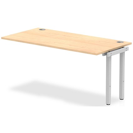 Impulse 1 Person Bench Desk Extension, 1600mm (800mm Deep), Silver Frame, Maple