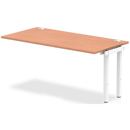 Impulse 1 Person Bench Desk Extension, 1600mm (800mm Deep), White Frame, Beech