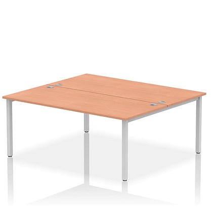 Impulse Bench B2B 2 Person 1800 Silver Frame Office Bench Desk Beech