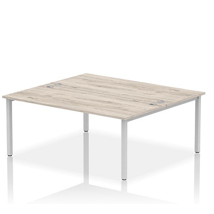 Impulse Bench B2B 2 Person 1800 Silver Frame Office Bench Desk Grey Oak