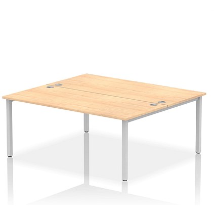 Impulse Bench B2B 2 Person 1800 Silver Frame Office Bench Desk Maple