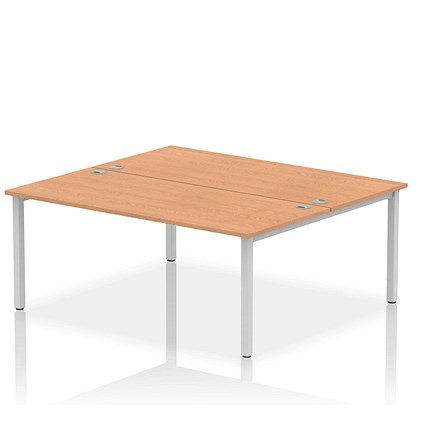Impulse Bench B2B 2 Person 1800 Silver Frame Office Bench Desk Oak