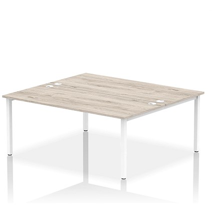Impulse Bench B2B 2 Person 1800 White Frame Office Bench Desk Grey Oak