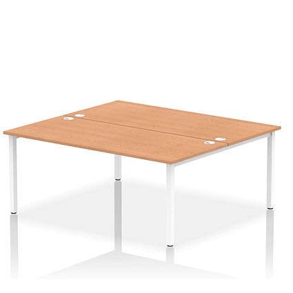 Impulse Bench B2B 2 Person 1800 White Frame Office Bench Desk Oak