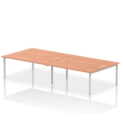 Impulse Bench B2B 4 Person 1800 Silver Frame Office Bench Desk Beech