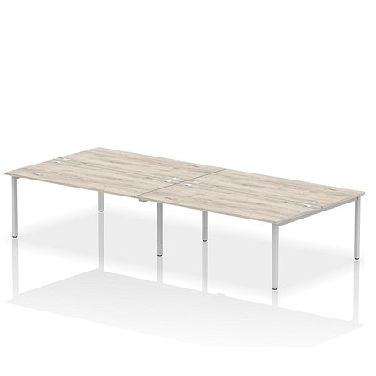 Impulse Bench B2B 4 Person 1800 Silver Frame Office Bench Desk Grey Oak