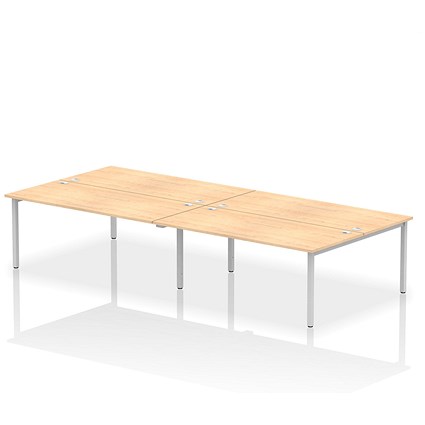 Impulse Bench B2B 4 Person 1800 Silver Frame Office Bench Desk Maple