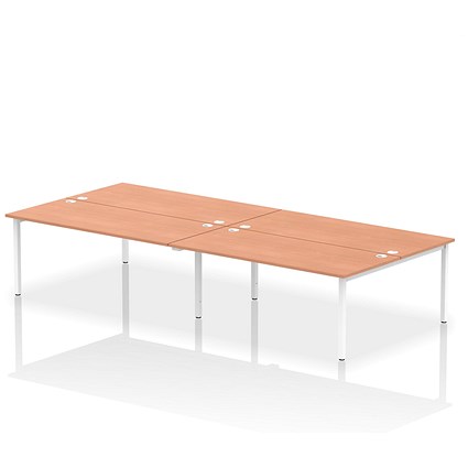 Impulse Bench B2B 4 Person 1800 White Frame Office Bench Desk Beech