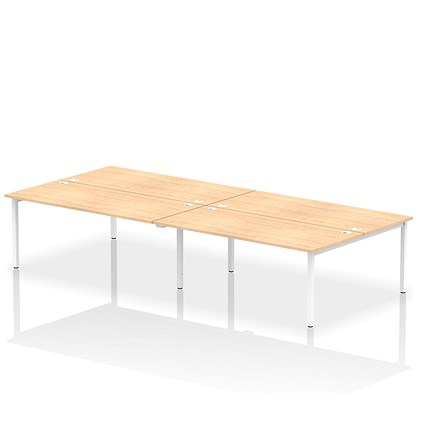 Impulse Bench B2B 4 Person 1800 White Frame Office Bench Desk Maple