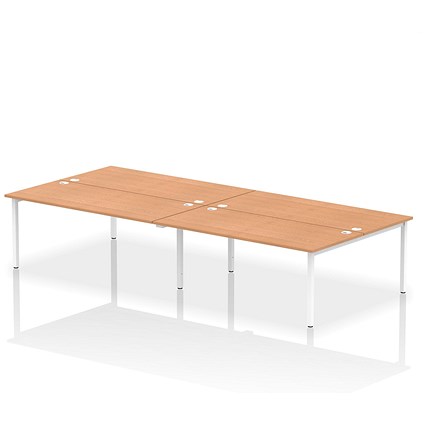 Impulse Bench B2B 4 Person 1800 White Frame Office Bench Desk Oak