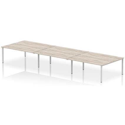 Impulse Bench B2B 6 Person 1800 Silver Frame Office Bench Desk Grey Oak