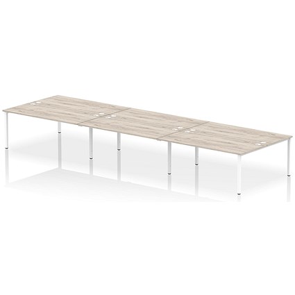 Impulse Bench B2B 6 Person 1800 White Frame Office Bench Desk Grey Oak