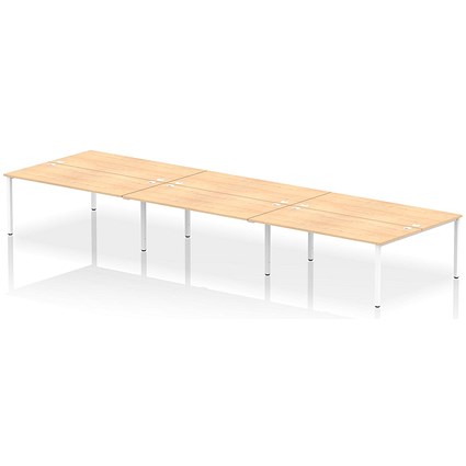 Impulse Bench B2B 6 Person 1800 White Frame Office Bench Desk Maple