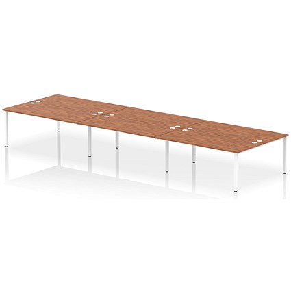 Impulse Bench B2B 6 Person 1800 White Frame Office Bench Desk Walnut