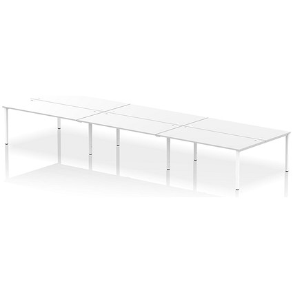 Impulse Bench B2B 6 Person 1800 White Frame Office Bench Desk White