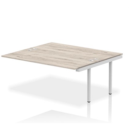 Impulse Bench B2B Ext Kit 1800 Silver Frame Office Bench Desk Grey Oak