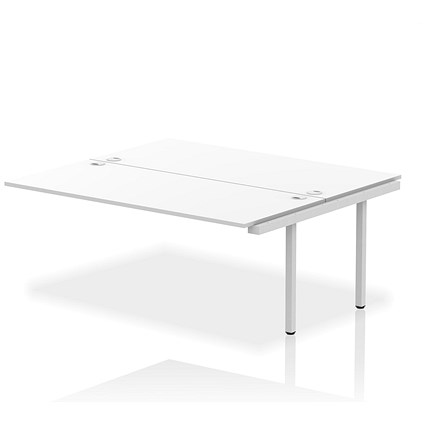 Impulse Bench B2B Ext Kit 1800 Silver Frame Office Bench Desk White