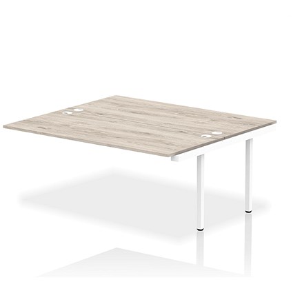 Impulse Bench B2B Ext Kit 1800 White Frame Office Bench Desk Grey Oak