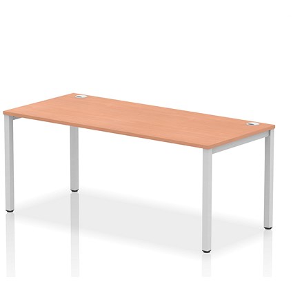 Impulse Bench Single Row 1800 Silver Frame Office Bench Desk Beech