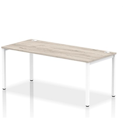 Impulse Bench Single Row 1800 White Frame Office Bench Desk Grey Oak