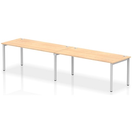 Impulse Bench Single Row 2 Person 1800 Silver Frame Office Bench Desk Maple