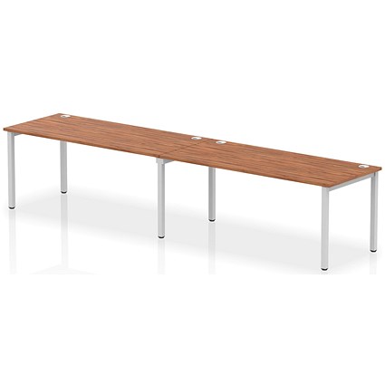 Impulse Bench Single Row 2 Person 1800 Silver Frame Office Bench Desk Walnut