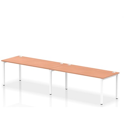 Impulse Bench Single Row 2 Person 1800 White Frame Office Bench Desk Beech