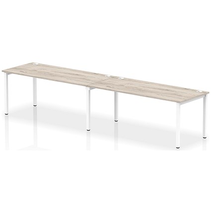 Impulse Bench Single Row 2 Person 1800 White Frame Office Bench Desk Grey Oak