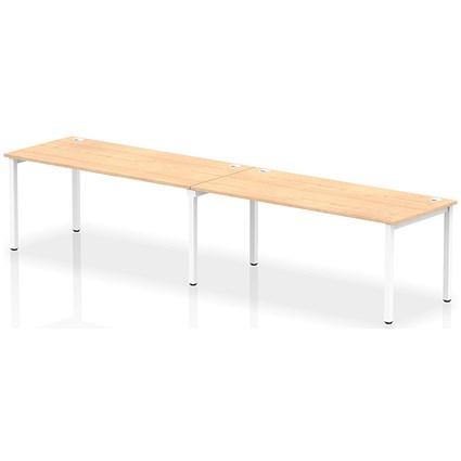 Impulse Bench Single Row 2 Person 1800 White Frame Office Bench Desk Maple