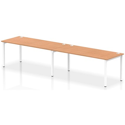 Impulse Bench Single Row 2 Person 1800 White Frame Office Bench Desk Oak
